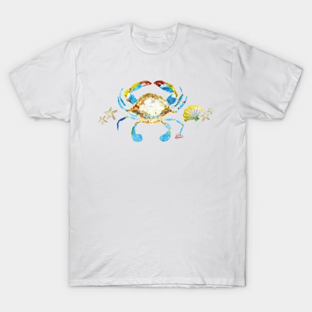 Crab Starfish and Shells T-Shirt by janmarvin